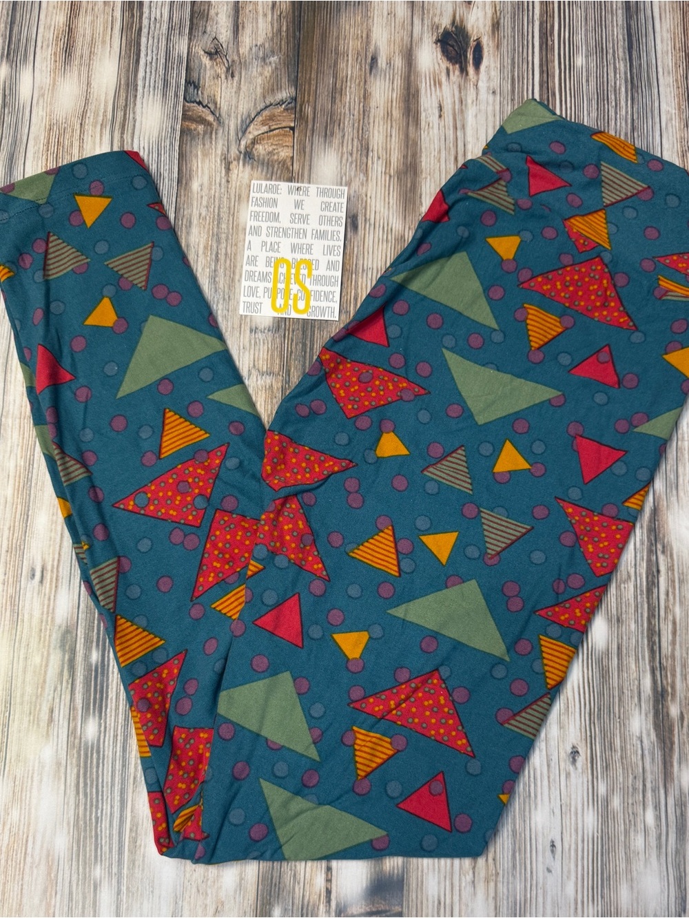 LuLaRoe Teal Geometric Triangle Print Leggings